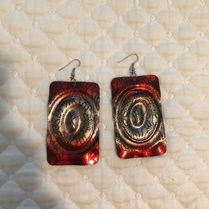 Shiny metal snakeskin earrings! Fun!